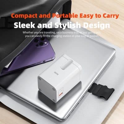 High-quality portable charging station for smartphones, tablets, and electronics, compact and travel-friendly design, perfect for on-the-go charging needs, ideal for travel and business trips.