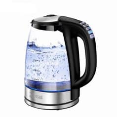 Electric kettle with stainless steel body and digital controls, ideal for quick boiling water. Perfect for home or office use, featuring safety features and modern design.