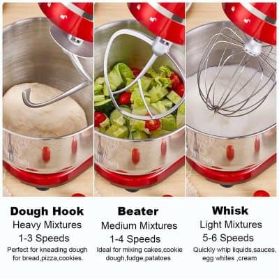 Durable Kitchen Mixer Accessories for Dough, Beating, Whisking.