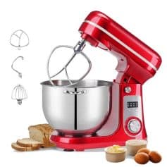 High-quality red stand mixer for baking, kneading, and mixing ingredients at Monalisa Store. Perfect for home chefs and professional bakers seeking reliable kitchen appliances.