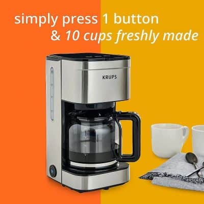 High-quality coffee maker for home use, easy to operate with a single button and 10 cups capacity, ideal for brewing fresh coffee.