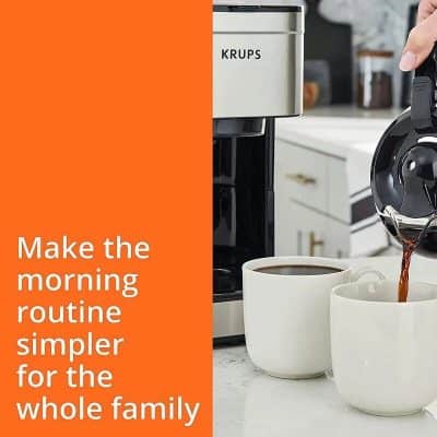 High-quality coffee maker pouring freshly brewed coffee into white mugs, perfect for family breakfast routines at Monalisa Store, enhancing your morning experience.