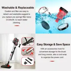 High-quality washable and replaceable vacuum cleaner sponge filters, easy to detach and clean, recommended replacement every 3-6 months for optimal cleaning performance.