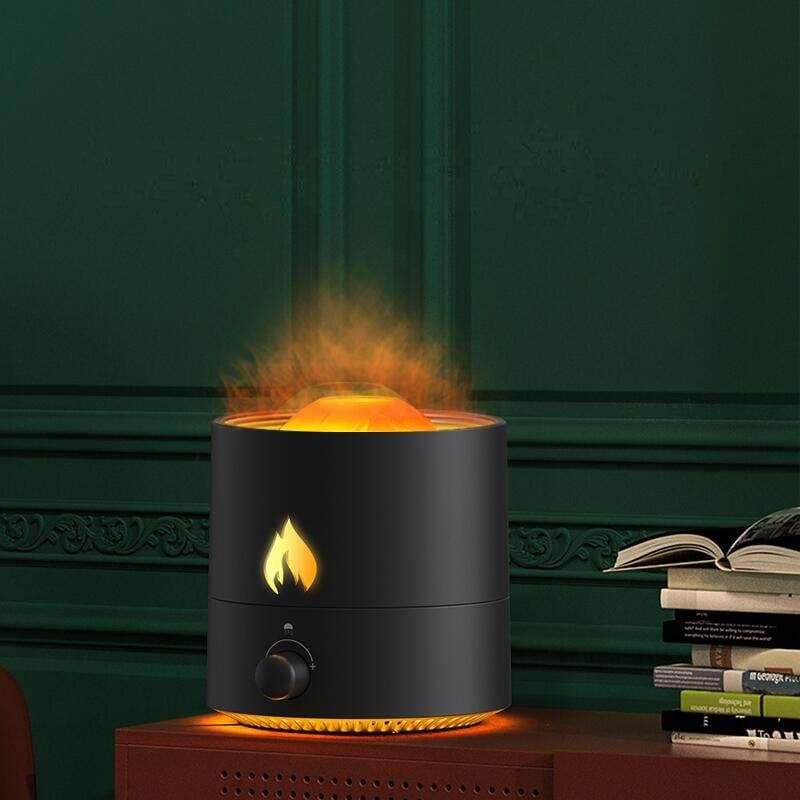 A modern wax warmer with flame icon, emits a cozy glow, perfect for aromatherapy, relaxation, or home decor.