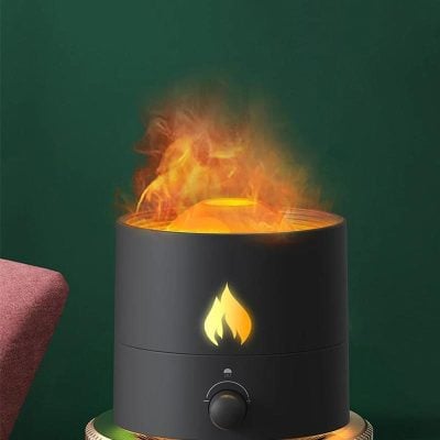 Stylish table-top fire diffuser, perfect for creating a cozy ambiance with realistic flame effects for home or office.