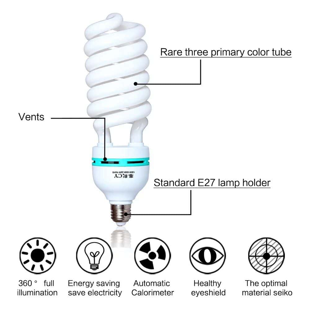 High-quality LED light bulb with spiral design, primary color tubes, venting system, and E27 fitting, offering energy savings, full illumination, and health-friendly lighting for modern homes and medical facilities.