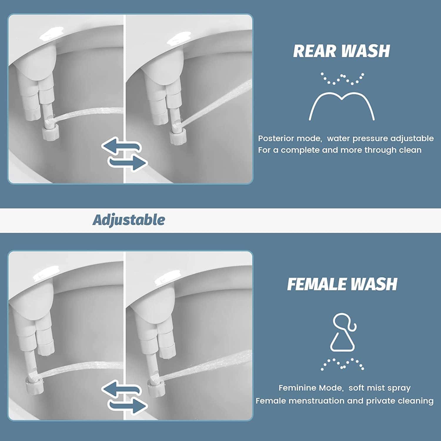 High-quality female and rear wash features for optimal hygiene and comfort.