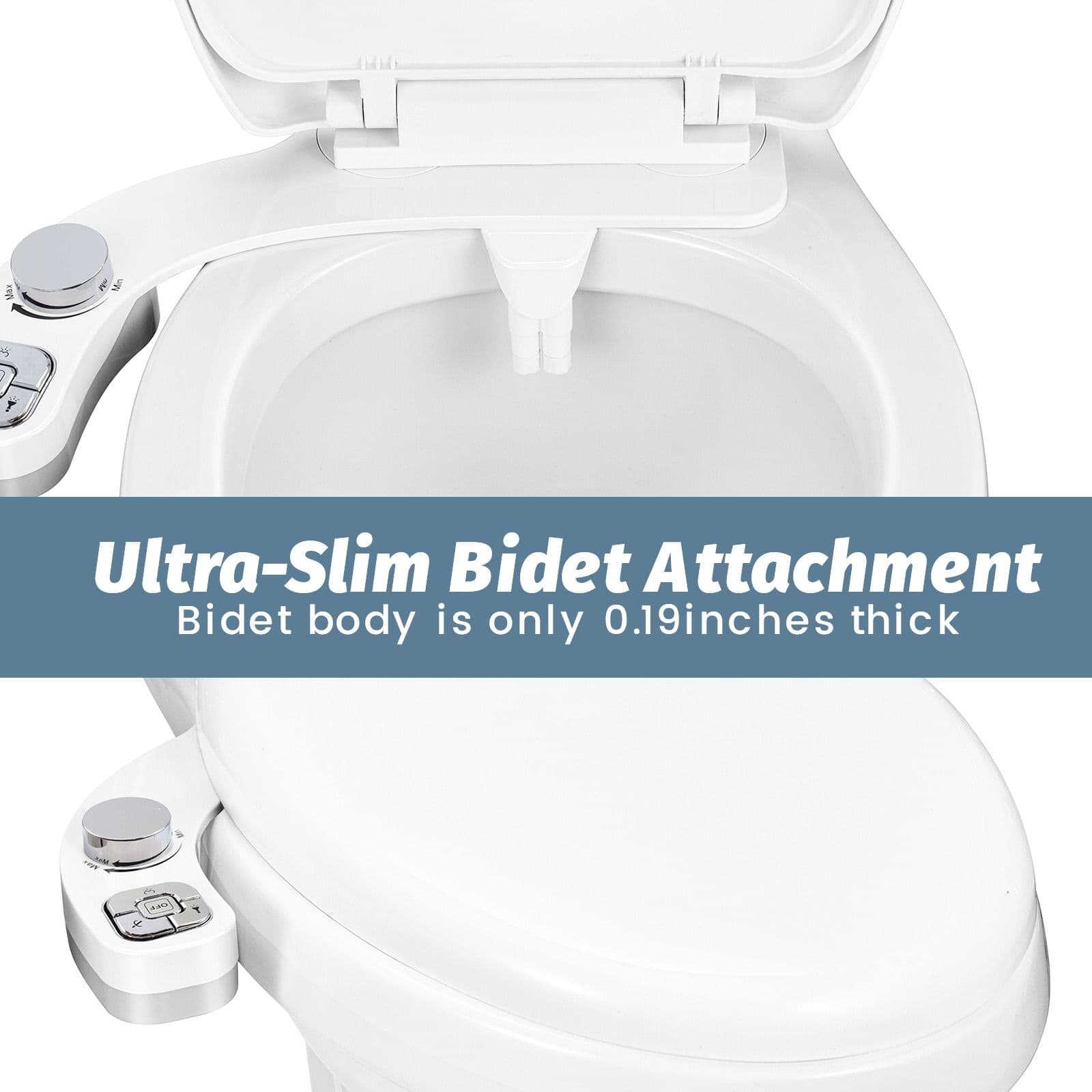 Highly efficient slim bidet attachment ideal for eco-friendly bathroom hygiene, featuring easy installation, water-savings, and comfort. Perfect for modern, health-conscious homes.