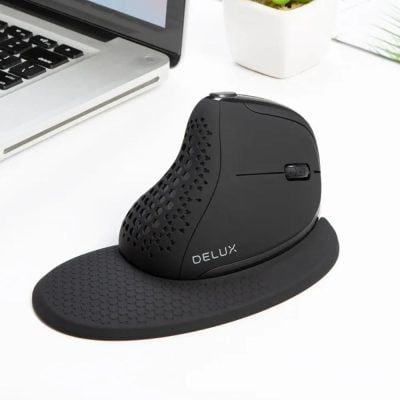 Ergonomic vertical mouse for comfortable computer use, designed for optimal wrist and hand support, ideal for office productivity and medical professionals.