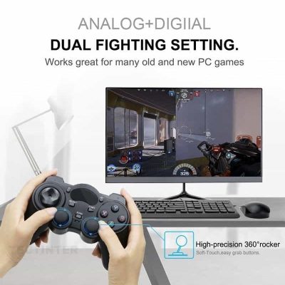 High-quality gaming console controller for PC and PlayStation, compatible with various games, featuring ergonomic design, high-precision 360° rocker, and easy grip buttons for an enhanced gaming experience.