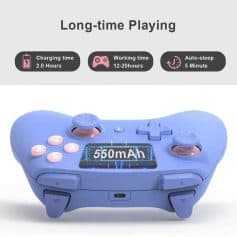 Wireless gaming controller with 550mAh battery, ergonomic design, and long gaming hours. Perfect for extended gaming sessions with fast charging and auto-sleep features.