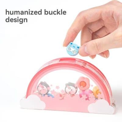 Brightly colored children's puzzle toy with rainbow and cloud design for young learners and sensory play. Perfect for enhancing fine motor skills and cognitive development in kids.