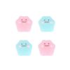 Adorable pink and blue gummy candies with cute smiling faces, perfect for eye-catching product display and branding in the optometry and eyewear store.