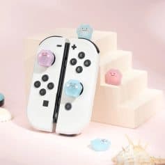 Adorable Nintendo Switch-style gaming controller with pastel squishy star grips, perfect for gaming fun and stress relief, displayed in a cheerful, colorful setting.