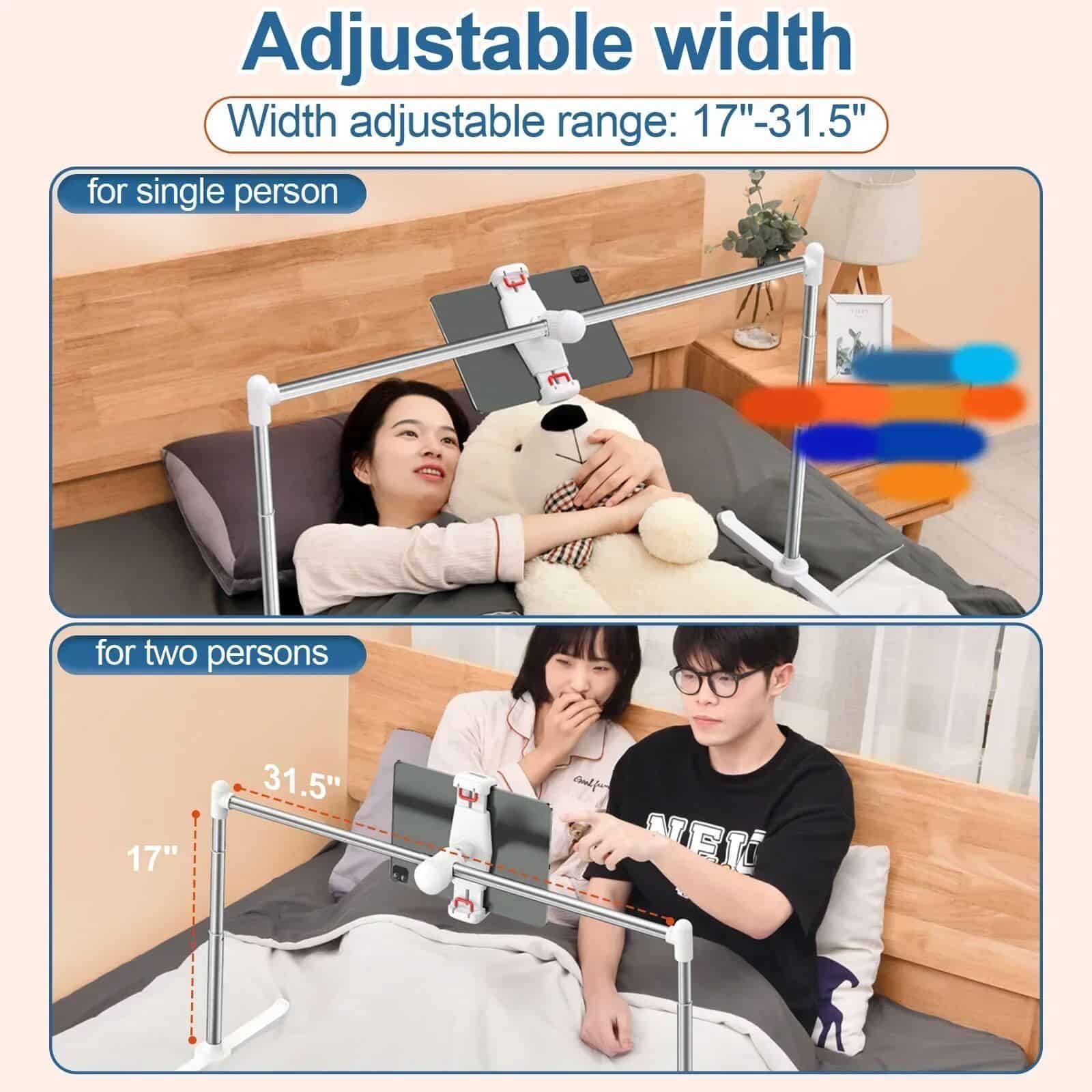 Comfortable, versatile adjustable bed for optimal sleep, supporting single and double user configurations with height and width customization from 17” to 31.5”.