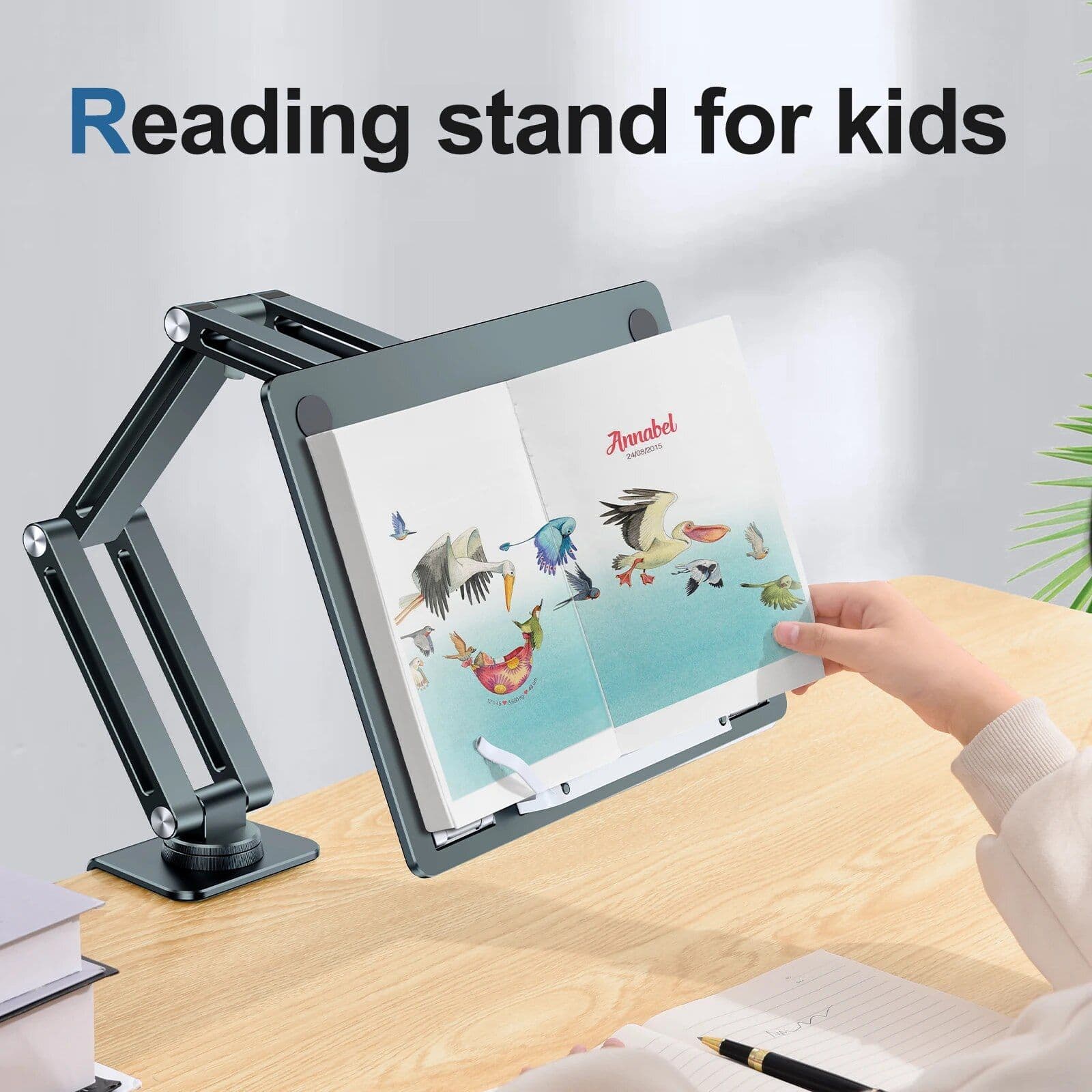 Adjustable reading stand for children with visual support, ideal for reading, studying, and learning. Compact, durable, and perfect for kids' educational and eye health needs.