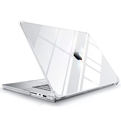 Transparent laptop case protecting MacBook from scratches and impacts, ideal for stylish tech accessories. Made with durable materials, perfect for maintaining your device’s pristine look.