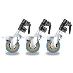 Highly durable caster wheels with lock mechanisms designed for easy maneuverability and safety in clinical, office, or industrial settings.