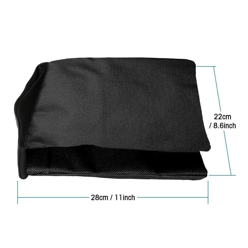 Durable black fabric eyeglass case with dimensions 28cm x 22cm, perfect for storing and protecting glasses. Compact, lightweight, and ideal for travel or everyday use.
