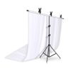 Portable white photo backdrop stand with adjustable height for photography, video shoots, and commercial use.