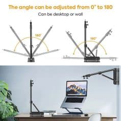 High-quality monitor mount with 360° rotation for flexible viewing angles, suitable for desktop and wall installation to improve ergonomics and workspace organization.