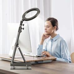 High-quality LED ring light for improved online visibility and professional video calls, ideal for eye health and optimal lighting conditions for accurate vision.