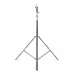 Adjustable tripod lighting stand for studio photography, videography, and stage lighting. Durable, high-quality steel construction with adjustable height for professional lighting setups.