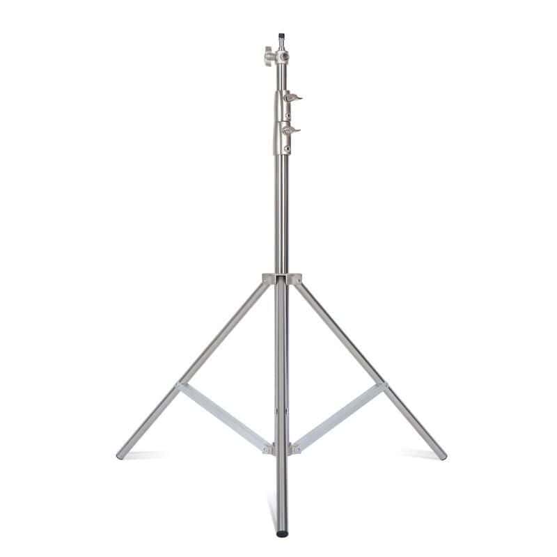 Adjustable tripod lighting stand for studio photography, videography, and stage lighting. Durable, high-quality steel construction with adjustable height for professional lighting setups.