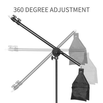 Flexible 360-degree tilt adjustment for studio photography and filming equipment. Ideal for professional lighting setups, backdrop support, and photo shoots. Durable, adjustable tripod for stable performance.