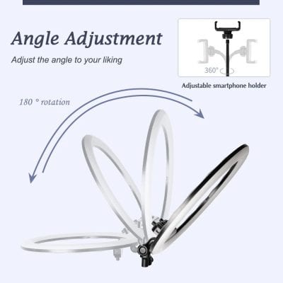 Versatile angle-adjustable smartphone holder perfect for displays, selfies, and video calls with 360-degree rotation for optimal positioning.