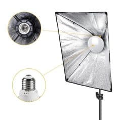 High-quality photography lighting with reflector and LED bulb for professional studio setups. Perfect for portraits, product shoots, and creative photography. Enhance image quality easily.