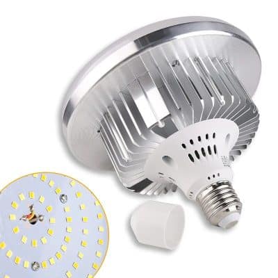 High-quality LED grow light bulb with cooling heat sink for optimal plant growth and energy savings.