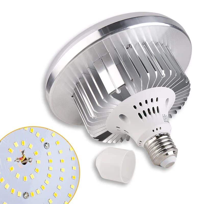 High-quality LED grow light bulb with cooling heat sink for optimal plant growth and energy savings.
