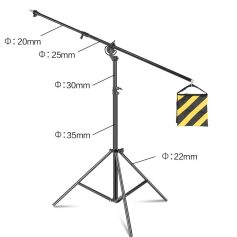 High-quality tripod stand with adjustable boom arm for photography, video production, and studio lighting. Features durable metal construction, flexible positioning, and compatibility with various lighting equipment.