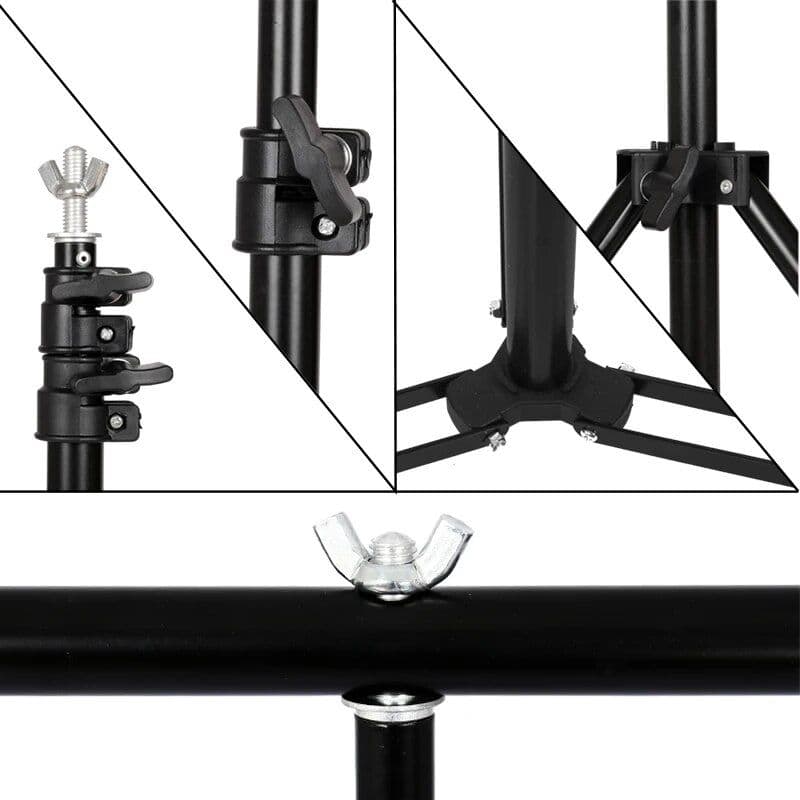 Durable, professional photo studio tripod for flexible lighting setup. Easily adjustable height and secure clamps ensure stability for precise photography and optical work.