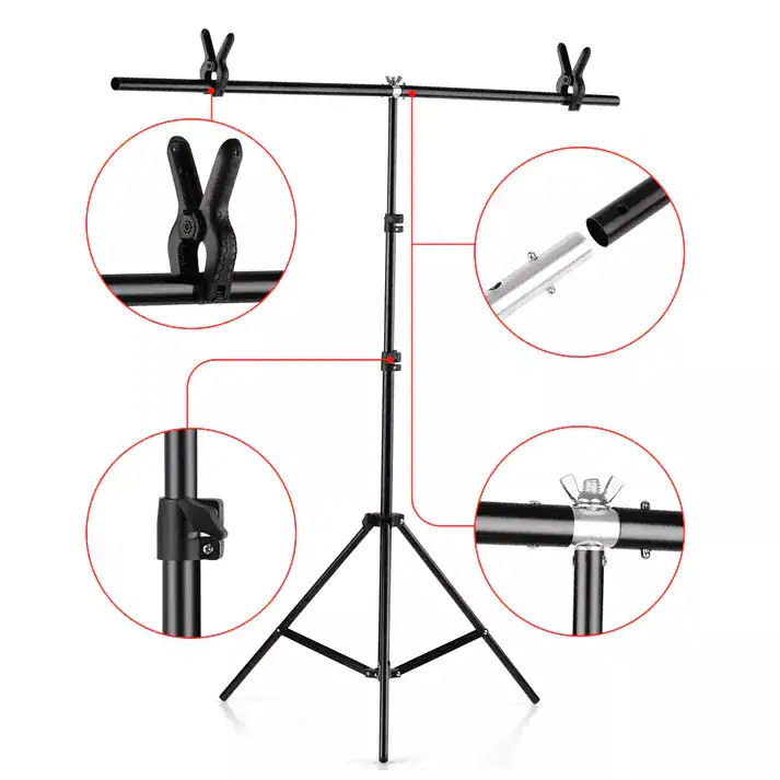 Versatile tripod lighting stand for photography, studio, and event setups, featuring durable telescopic poles, quick-lock clamps, and adjustable height for professional use.