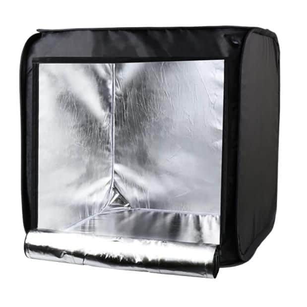 Durable black grow tent with reflective interior for optimal plant growth, easy setup, and ventilation, perfect for indoor gardening and hobbyist growers.