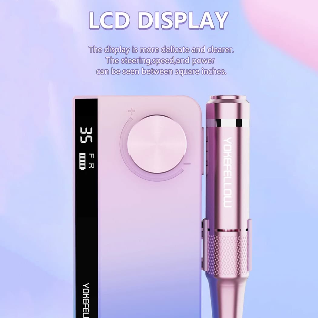 A close-up of a stylish pink LCD display device with adjustable settings, perfect for optical or medical applications, emphasizing clear visuals and user control.