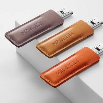 Elegant leather-encased USB flash drives for portability and style. Perfect for storing and transferring digital files with a sophisticated look.