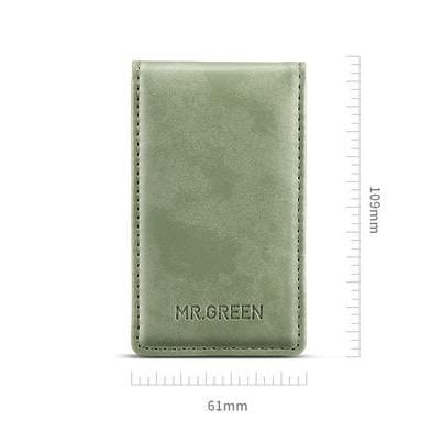 Stylish green leather cardholder, perfect for men and women, featuring multiple card slots for everyday use. Compact, durable, and fashionable accessory for organizing credit cards, ID, and cash.