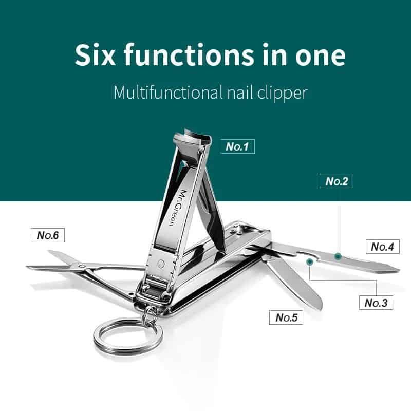 High-quality multifunctional nail clipper for precise grooming and nail care. Features six versatile functions for efficient trimming, filing, and cuticle removal. Ideal for personal and professional use.
