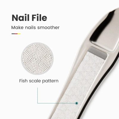 Portable electric nail file for manicures and pedicures, featuring a fish scale pattern for smoother nails and precise polishing. Perfect for at-home or professional use.