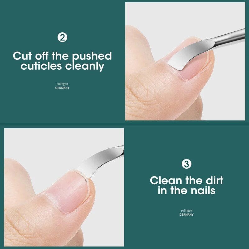 High-quality cuticle pusher and remover for professional nail grooming. Perfect for clean, precise cuticle trimming and nail dirt removal to keep your nails healthy and attractive.
