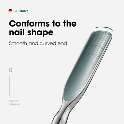 Precision nail shape file for smooth, curved nails.