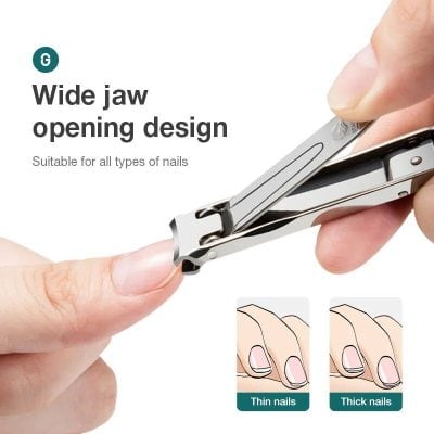 High-quality wide jaw nail clipper for thick and thin nails, perfect for professional and home use. Efficient cutting tool for all nail types, promoting healthy nails and easy grooming.