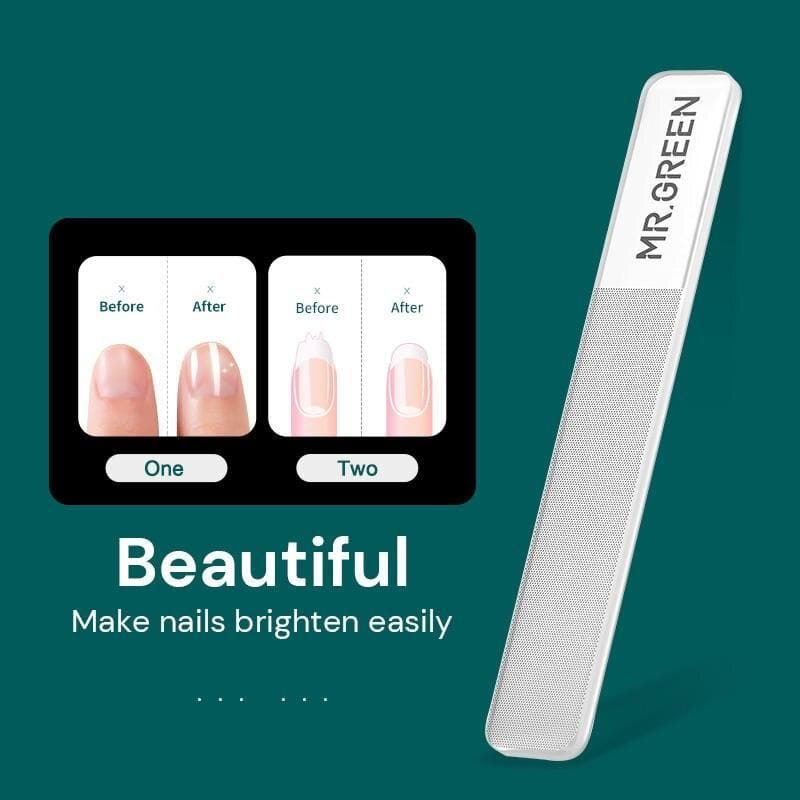Portable nail brightening device for healthier, shinier nails, easy to use at home or salon. Achieve beautiful, radiant nails quickly with the Mr. Green nail care instrument.