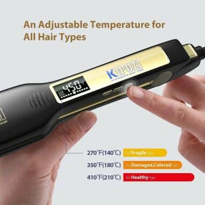 High-quality hair straightener with adjustable temperature for all hair types, featuring digital display and safe, efficient styling. Ideal for damaged, colored, and healthy hair at Monalisa Store.