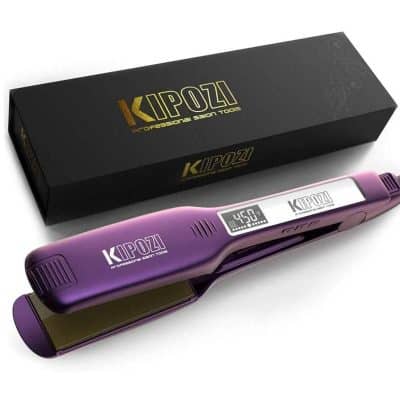 Professional Kipozi hair straightener with digital temperature control and ceramic plates. Perfect for salon or home use, offers smooth styling and healthy hair results.