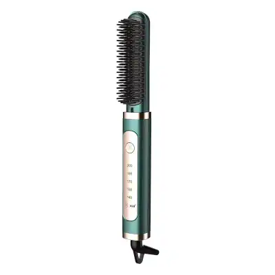 Premium digital hair styling brush with adjustable heat settings and integrated comb for smooth, styled hair. Ideal for salon or home use, featuring easy controls and ergonomic design.