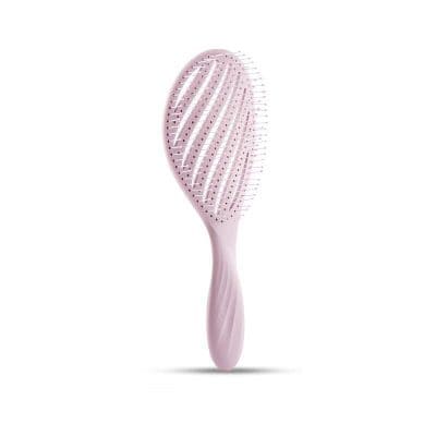 Pink hairbrush with vented design for scalp massage and detangling, ideal for hair styling and scalp stimulation. Perfect for healthy hair maintenance and salon use.
